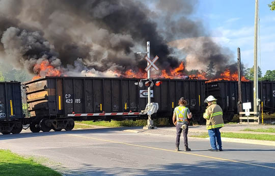 Port Hope Railway Tie Fire August 4, 2021, 20210405