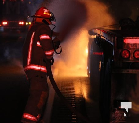 Flatbed Trailer Fire Highway 401 East of Cobourg February 16, 2022599