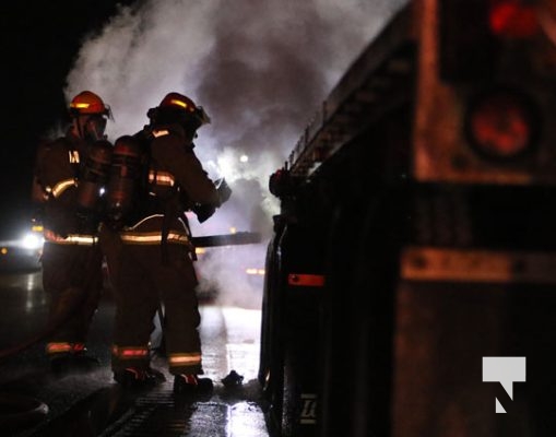 Flatbed Trailer Fire Highway 401 East of Cobourg February 16, 2022600