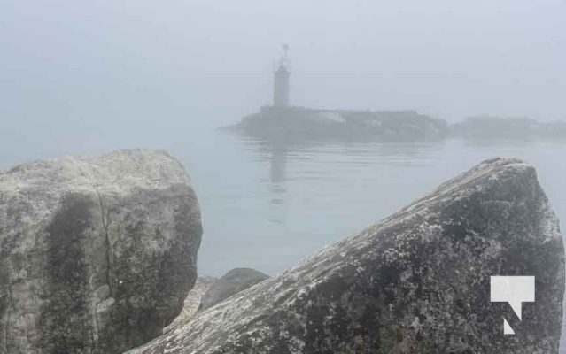 Lighthouse Fog Cobourg Harbour May 19, 2024 0073