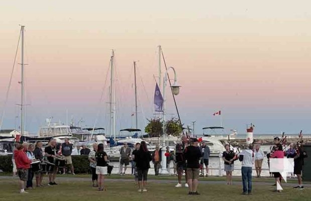 Cobourg Legion Pipes and Drums Piping Down the Sun September 1, 2024 0212