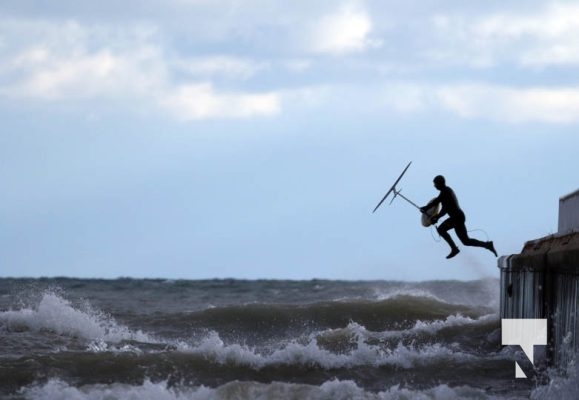 Hydro foil surfing Cobourg Lake Ontario January 2, 2025 1