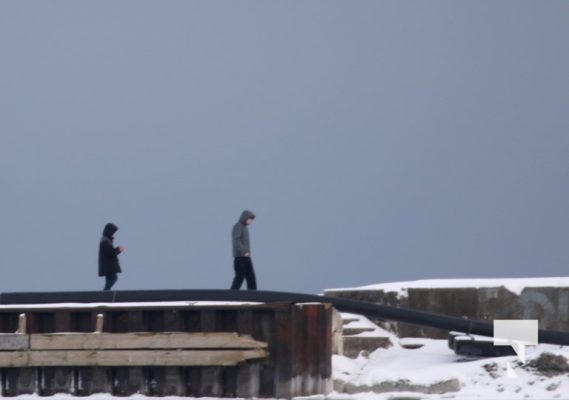 January 12, 2025 Youths on Frozen Pier Cobourg Harbour 101