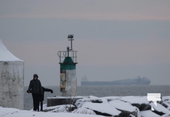 January 12, 2025 Youths on Frozen Pier Cobourg Harbour 109