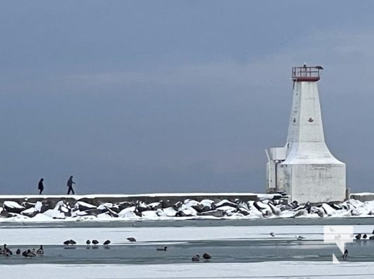 January 12, 2025 Youths on Frozen Pier Cobourg Harbour 110