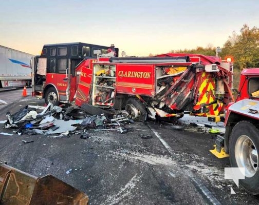 October 10, 2025 Clarington Firetruck Struck Highway 401 1531