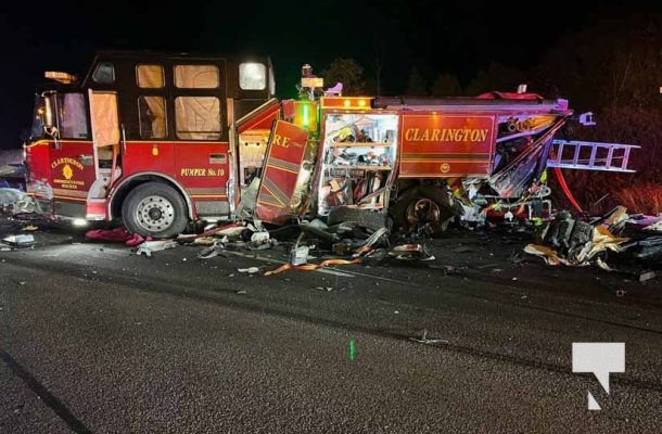 October 10, 2025 Clarington Firetruck Struck Highway 401 1533