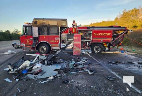 October 10, 2025 Clarington Firetruck Struck Highway 401 1547
