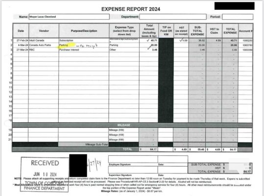 November 19, 2025 Cobourg Mayor Lucas Cleveland Credit Card Statements 2836
