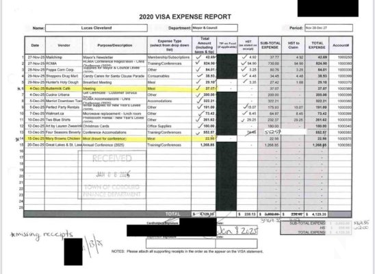 November 19, 2025 Cobourg Mayor Lucas Cleveland Credit Card Statements 2845