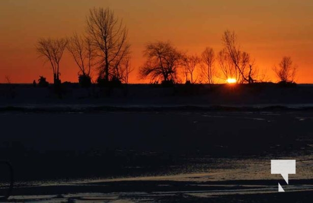 February 1, 2026 Sunset Swans Icicles Moon 4977