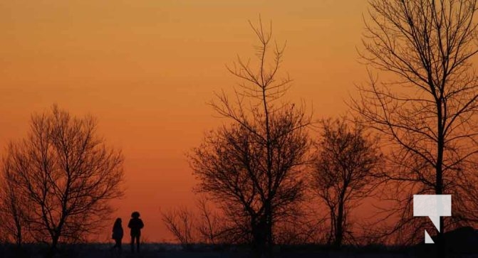 February 1, 2026 Sunset Swans Icicles Moon 4982