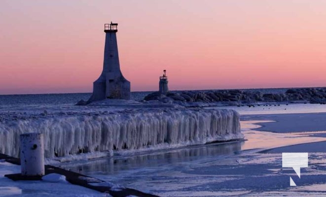 February 1, 2026 Sunset Swans Icicles Moon 4983