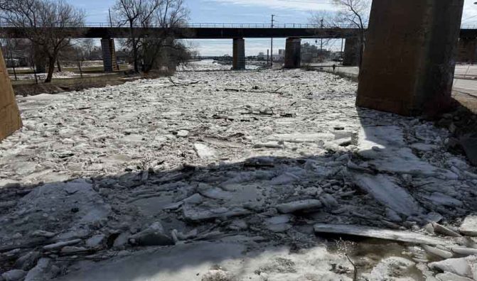March 8, 2026 Ice Jam Ganaraska River0389