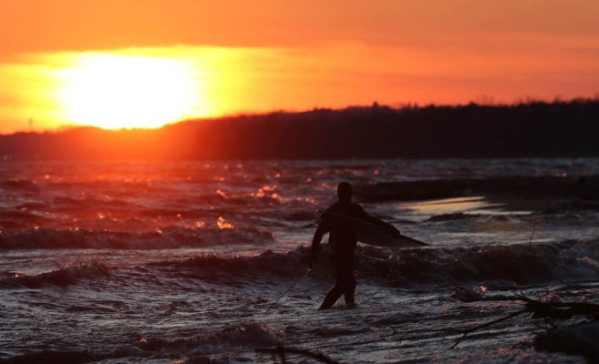 March 8, 2026 Sunset Surfing Cobourg0410
